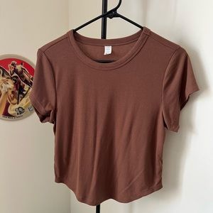 Old Navy. Short-Sleeve UltraLite Cropped Rib-Knit T-Shirt. Brown. Size L.